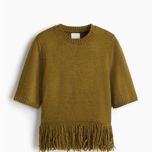 H&M Fringe Hem Olive Sweater NWT size small